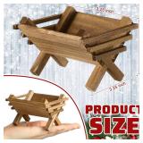 Baby Jesus Manger Ornament Wooden Manger with Natural Hay Jesus Nativity Scene Decoration Religious Christmas Decoration Mini Manger for Indoor Nativity Scene - Retail: $15