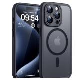 Magnetic for iPhone 15 Pro Case, Upgraded Full Camera Protection, Compatible with Magsafe, Drop Protection, Translucent Matte Back Phone Cover 6.1-Inch (Black) - Retail: $9