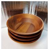 Acacia Wooden Serving Bowls, 7 Inch Set of 4 for Salad, Soup, Noodle and More - Retail: $34