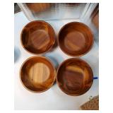 Acacia Wooden Serving Bowls, 7 Inch Set of 4 for Salad, Soup, Noodle and More - Retail: $34
