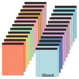 36 Pcs 4 x 6" Legal Pad Writing Notepads Ruled Multiple Color Lined Note for Work 80 Gsm Paper"