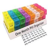Monthly Pill Organizer 2 Times a Day, 30 Day One Month Pill Box AM/PM, Weekly Pill Holder Pill Case for Vitamins, Fish Oil, Supplements & Medication - Retail: $10