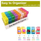 Monthly Pill Organizer 2 Times a Day, 30 Day One Month Pill Box AM/PM, Weekly Pill Holder Pill Case for Vitamins, Fish Oil, Supplements & Medication - Retail: $10
