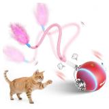 Interactive Cat Toys for Indoor Cats,3 Modes Electric Moving Cat Ball with Feather Tail,800MAH Large Capacity & Low Noise, Automatic Kitten Toys for Bored Indoor Adult Cats - Retail: $15