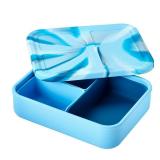 LunchBots Build -a- Bento Lunch Box, Silicone Bento Box for Kids, Multi-Compartment Lunch Container, Oven & Dishwasher Safe, BPA Free, 32 oz - Tie Dye Light Blue - Retail: $21