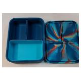 LunchBots Build -a- Bento Lunch Box, Silicone Bento Box for Kids, Multi-Compartment Lunch Container, Oven & Dishwasher Safe, BPA Free, 32 oz - Tie Dye Light Blue - Retail: $21