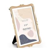 Metal Bow Picture Frame 5x7 Photo Frames with High Definition Glass Front Gift Ideas Tabletop Home Decorative, Gold - Retail: $20