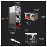 Salt Container With Lid And Spoon, Clear Seasoning Rack Spice Pots, 3 Piece Seasoning Box For Home Kitchen Cafe Storing Salt Sugar Pepper Spice (3 Pieces) - Retail: $35