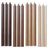 Candlesticks Brown Taper Candles 10.5 inch Dripless Tapered Candles Ideal as Dinner Candles Smokeless and Unscented Long Burning, Set of 12 - Retail: $25