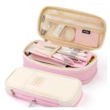 Big Capacity Pencil Pen Case Office College School Large Storage High Capacity Bag Pouch Holder Box Organizer Blue (Pink) - Retail: $12