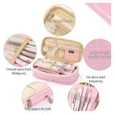 Big Capacity Pencil Pen Case Office College School Large Storage High Capacity Bag Pouch Holder Box Organizer Blue (Pink) - Retail: $12