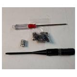 All in One .22 to .50 Caliber Rifle Gauge Boresight Red Dot Laser Boresighter. MISSING PARTS. - Retail: $14
