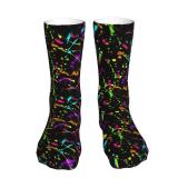 SLNFDKND Glow In Dark Splatter Neon Socks For Men Women Casual Sport Sock Fashion Tube Stockings