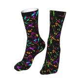 SLNFDKND Glow In Dark Splatter Neon Socks For Men Women Casual Sport Sock Fashion Tube Stockings