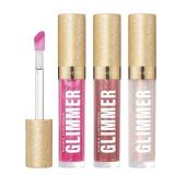 REVLON Super Lustrous Glimmer Gloss Gift Set, 3-Piece, Non-Sticky Lip Makeup, Plant-Based Glitter, High-Shine Finish, 008 Rose Glow, 005 Glazed Almond 001 Diamond Drama