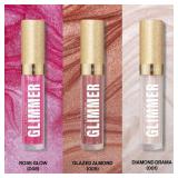 REVLON Super Lustrous Glimmer Gloss Gift Set, 3-Piece, Non-Sticky Lip Makeup, Plant-Based Glitter, High-Shine Finish, 008 Rose Glow, 005 Glazed Almond 001 Diamond Drama