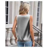 Zeagoo Silk Blouse for Women Satin Camisoles Tops Business Causal Tank Top for Women Summer Sleeveless Outfits Gray