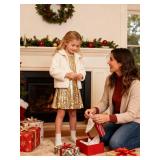 WELAKEN Girls Sequin Dress Sparkly Fancy Short Puff Sleeves Gradient Party Dress Gold 8Y