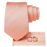 Dubulle Mens Paisley Striped Tie and Handkerchief Cufflinks Tie Set for Men Wedding Business Formal,Coral Pink