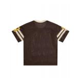 SOLY HUX Mens Jersey Y2k Baggy Shirts Graphic Tees Oversized V Neck Tshirts Summer Tops Brown Printed Small