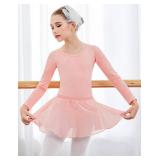 Zaclotre Girls Ballet Leotards Toddler Long Sleeve Crisscross Back Dance Dress Outfit with Removable Shiny Skirt Combo Size- 6
