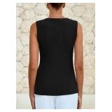 PRETTYGARDEN Blazer Vest Tops for Women Sleeveless Button Down Business Casual Outfits Work Suit Vests Waistcoat(Black,Medium)