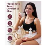 Momcozy 2-in-1 Hands Free Pumping Bra, Adjustable Breast Pump Bra with Wide Support Band for Breastfeeding Moms X-Large Plus Black