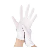 Lansian Womens White Gloves Short Satin Stretchy Gloves Wrist Length Dancing Bridal Gown for 1920s Wedding Opera Party Kid Size