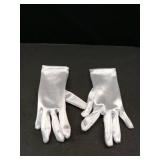 Lansian Womens White Gloves Short Satin Stretchy Gloves Wrist Length Dancing Bridal Gown for 1920s Wedding Opera Party Kid Size