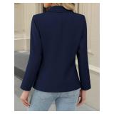 ELLEVEN Blazers for Women Business Casual Outfits Long Sleeve Two Button Slim Fit Suit Jacket with Notched Lapel Collar, Lightweight Work Office Blazer with Pockets Navy Blue Large