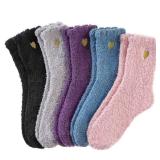 MQELONG Womens Super Soft Fuzzy Cozy Home Sleeping Socks Microfiber Winter Warm Slipper Socks (5 Pairs Hearts)