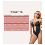 Strapless Backless Bra Shapewear for Women - Deep Plunge Body Shaper Bodysuit for Backless Dress (Black, Large (36))