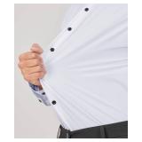 J.VER White Dress Shirt Men Stretch Long Sleeve Formal Shirt Solid Business Casual Button Down Shirts for Wedding Prom Size- Medium