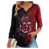 Zeagoo Womens Long Sleeve Tops School Outfits for Teachers Spring V Neck Casual Dressy Blouses Floral Plus Size Tunic XXL