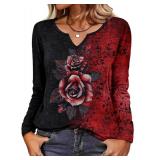 Zeagoo Womens Long Sleeve Tops School Outfits for Teachers Spring V Neck Casual Dressy Blouses Floral Plus Size Tunic XXL