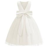 Galluria Flower Girl Dress Girls Dresses Wedding Satin V-Back Pearls for Pageant Prom Ball Gowns Party Ivory Size- 12
