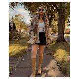 Gozoloma Womens Cotton Linen Skorts Casual Cute A-Line Mini Skirts with Ruffle Inner Waistband(Black-S)