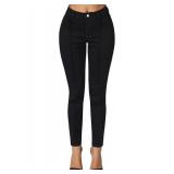 roswear Skinny Jeans for Women High Waisted Stretchy Front Seam Vintage Denim Pants Black Small