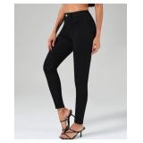 roswear Skinny Jeans for Women High Waisted Stretchy Front Seam Vintage Denim Pants Black Small