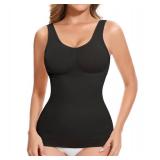 Lynclare Shapewear Tank Tops with Built in Bra Camisole for Women Body Shaper Tummy Control Womens Compression Top Black M