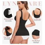 Lynclare Shapewear Tank Tops with Built in Bra Camisole for Women Body Shaper Tummy Control Womens Compression Top Black M
