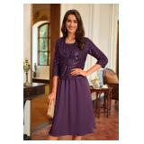 GRACE KARIN Mother of The Bride Dresses Formal Wedding Party Dress Two Piece Dress with Chiffon Jacket Dark Purple XXL