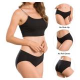 Altheanray Womens Underwear Cotton Underwear for Women Seamless Hipster Bikini Briefs Panties 6 Pack(3028S,Black) Small
