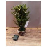 Nearly Natural 24" Pre-Lit LED Artificial Christmas Tree in Decorative Basket White Lights - Retail: $80