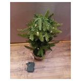 Nearly Natural 24" Pre-Lit LED Artificial Christmas Tree in Decorative Basket White Lights - Retail: $80