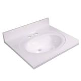 Design House Vanity Top in Cultured Solid White Cultured Marble  25-Inch by 22-Inch (Damaged) - Retail: $212