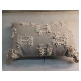 Saro Lifestyle Tri-Line Frayed Throw Pillow Cover 14" x 23"