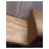 Owen 34 inch Wide Mid-Century Modern Coffee Table Storage Ottoman in Distressed Chestnut Brown Vegan Leather - Retail: $312