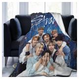 FACTORY SEALED - XCRUPYT Super Soft Stray Flannel Throw Blanket Hyunjin Bangchan Felix Blanket Merchandise Sofabed Girl Adult Gift Super Soft Comfort Plush Family Car Picnic Indoor Outdoor Summer 80X6
