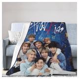 FACTORY SEALED - XCRUPYT Super Soft Stray Flannel Throw Blanket Hyunjin Bangchan Felix Blanket Merchandise Sofabed Girl Adult Gift Super Soft Comfort Plush Family Car Picnic Indoor Outdoor Summer 80X6